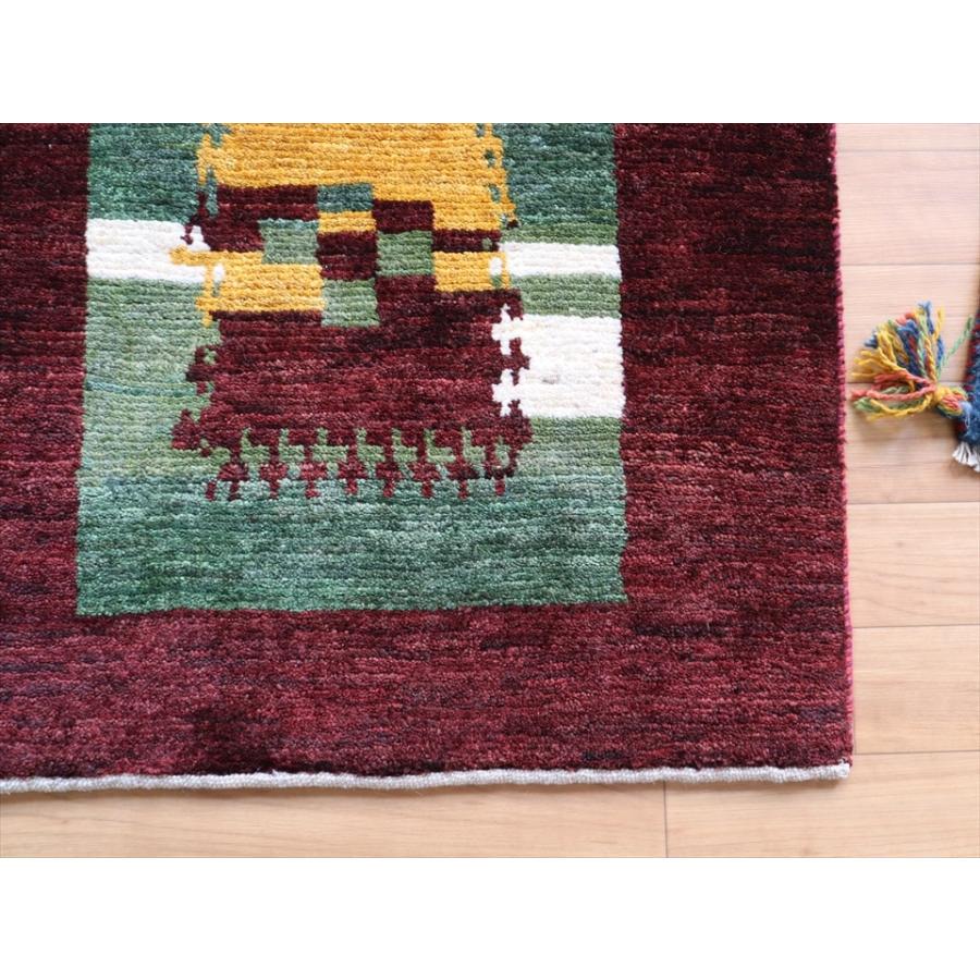 玄関マットサイズギャッベ 86x60cm チェッカー模様　ボルドー色 | ブランド登録なし | 02