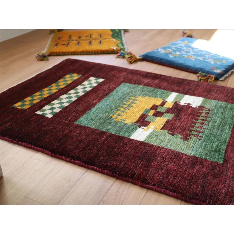 玄関マットサイズギャッベ 86x60cm チェッカー模様　ボルドー色 | ブランド登録なし | 03