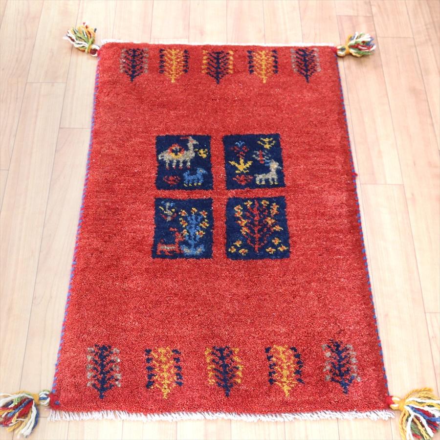 ギャッベ 玄関マットサイズ 78x48cm タイルデザイン レッド | ブランド登録なし