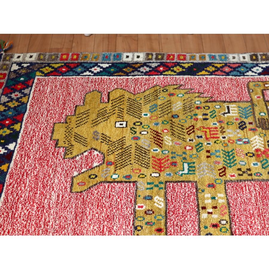 ライオンギャッベ カシュカイ族の手織りラグ 142x101cm 吠えるライオン | ブランド登録なし | 03