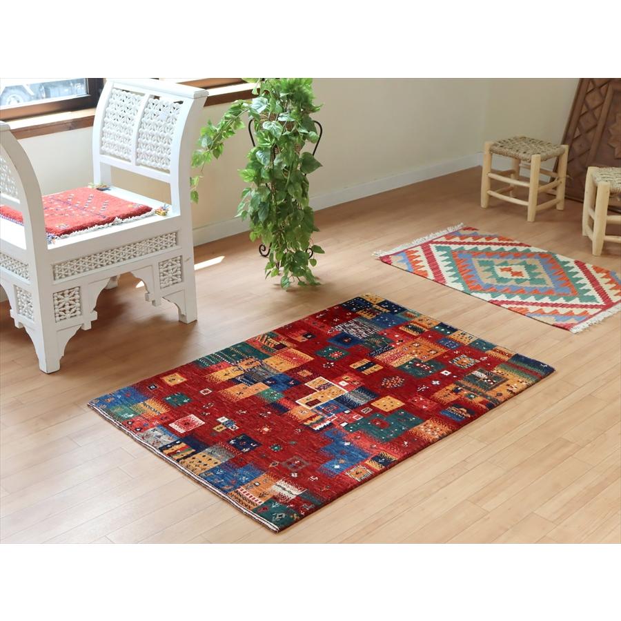 ギャッベ ノウバフト 細かな織り  123x81cm 玄関マット  レッドモザイク | ブランド登録なし | 01