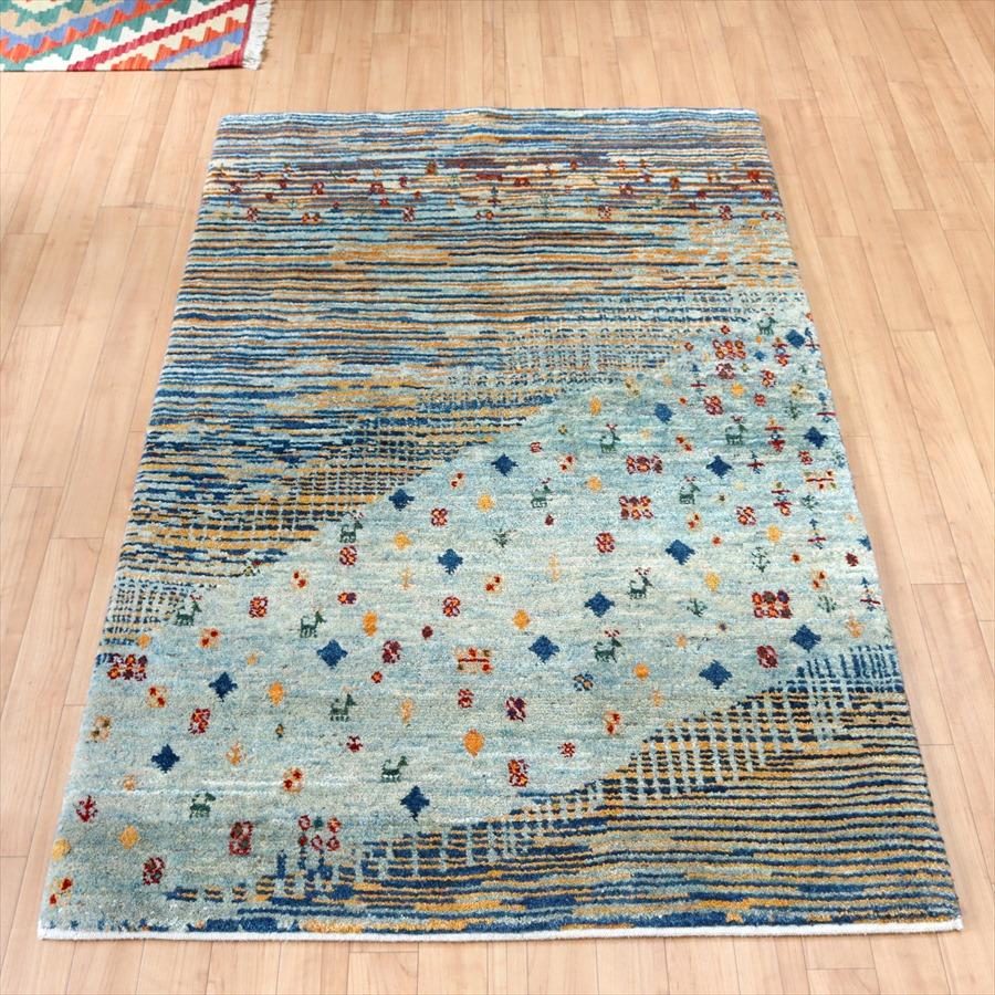 イラン産ギャッベ ノマド  167x100cm 淡いブルー　抽象的な風景 | ブランド登録なし