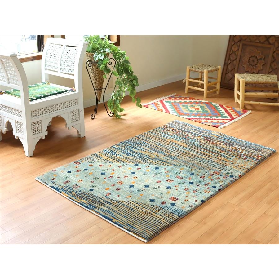 イラン産ギャッベ ノマド  167x100cm 淡いブルー　抽象的な風景 | ブランド登録なし | 01