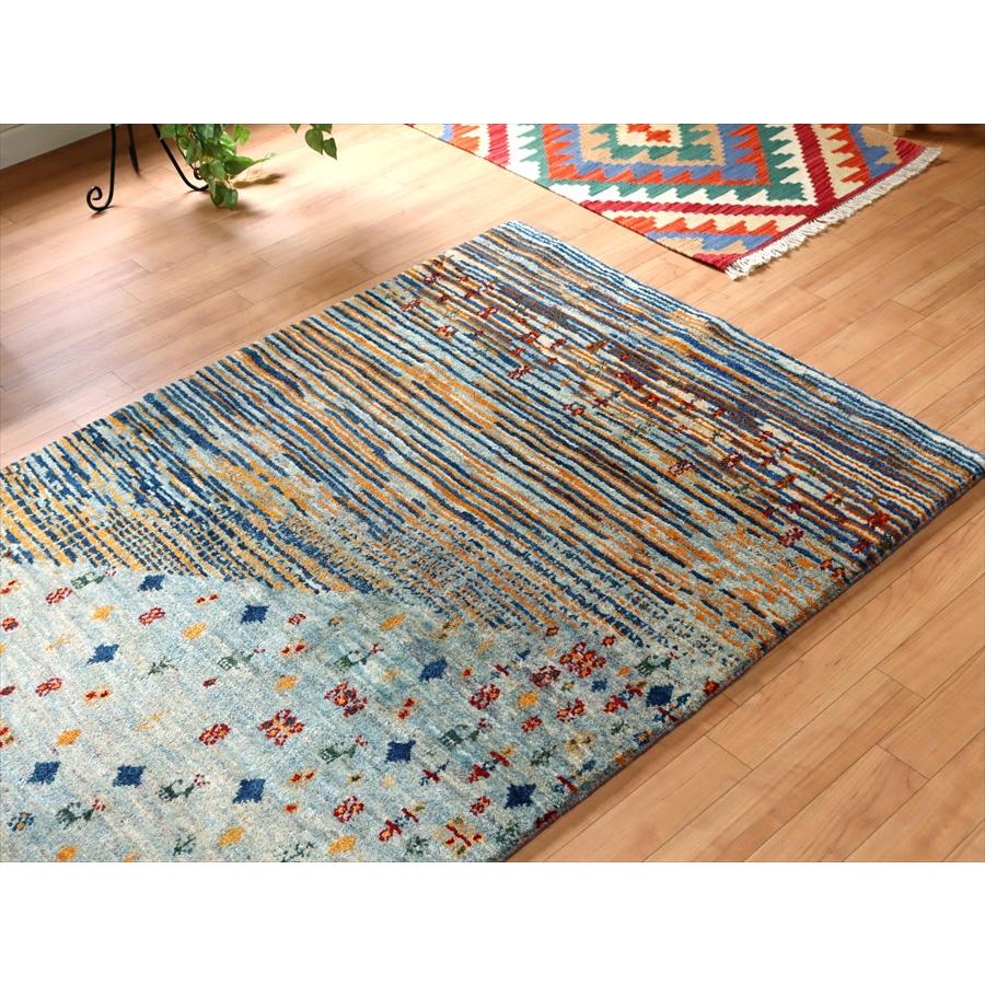 イラン産ギャッベ ノマド  167x100cm 淡いブルー　抽象的な風景 | ブランド登録なし | 03