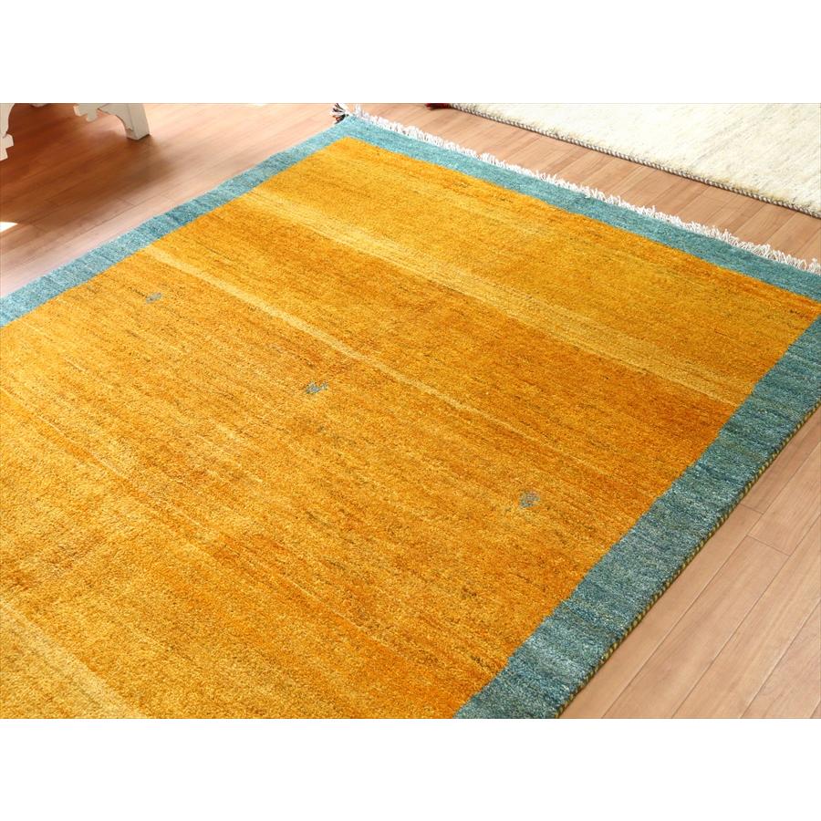 ギャッベ イランの手織りラグ 193x153cm イエロー&ブルーグリーン | ブランド登録なし | 02