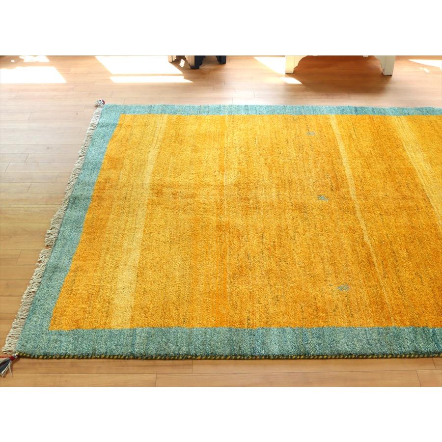 ギャッベ イランの手織りラグ 193x153cm イエロー&ブルーグリーン | ブランド登録なし | 03