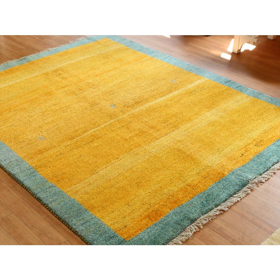 ギャッベ イランの手織りラグ 193x153cm イエロー&ブルーグリーン | ブランド登録なし | 04