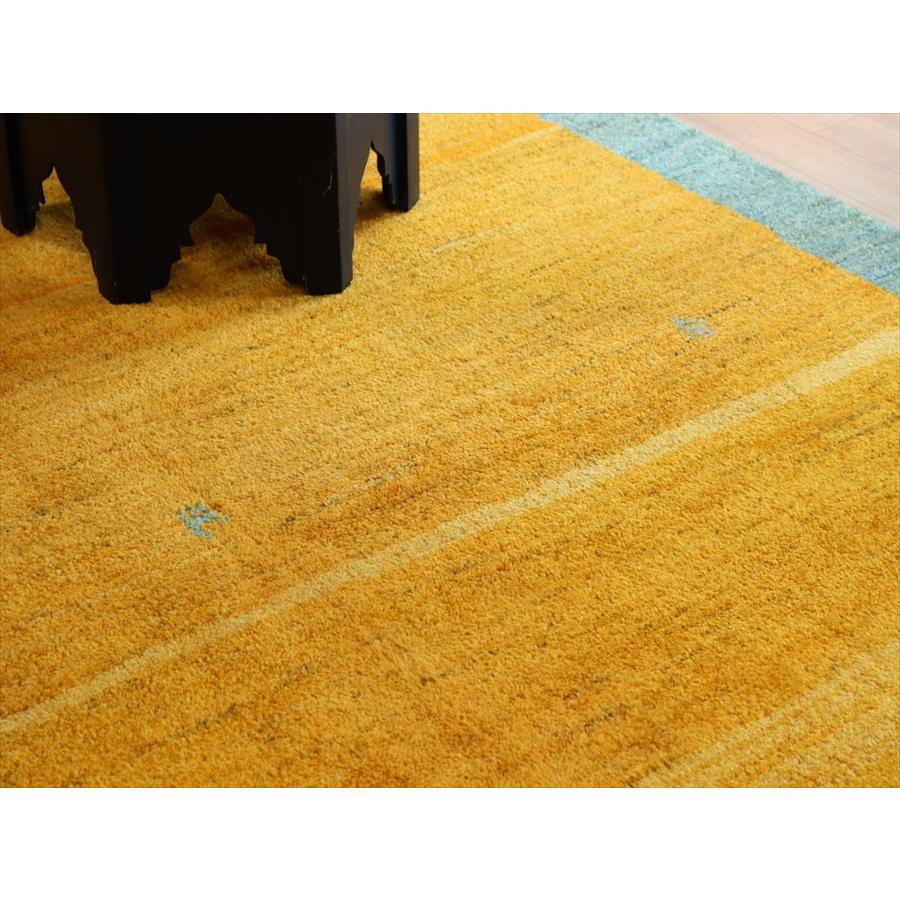 ギャッベ イランの手織りラグ 193x153cm イエロー&ブルーグリーン | ブランド登録なし | 08