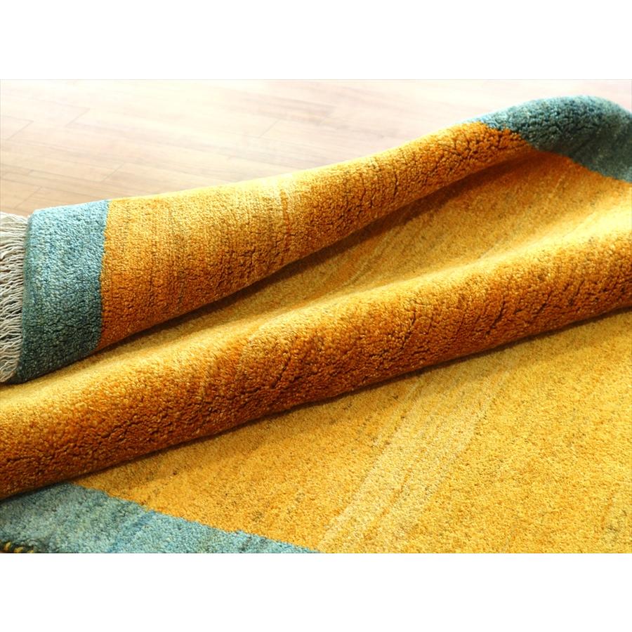 ギャッベ イランの手織りラグ 193x153cm イエロー&ブルーグリーン | ブランド登録なし | 09