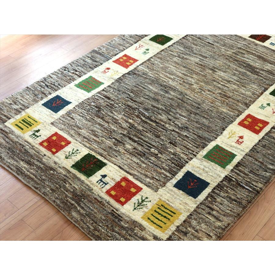 ギャッベ イランの手織りラグ 181x121cm グレー タイル枠のデザイン | ブランド登録なし | 03