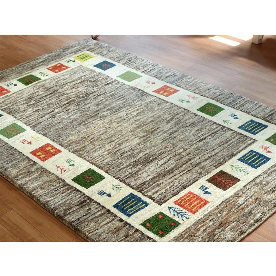 ギャッベ イランの手織りラグ 181x121cm グレー タイル枠のデザイン | ブランド登録なし | 04