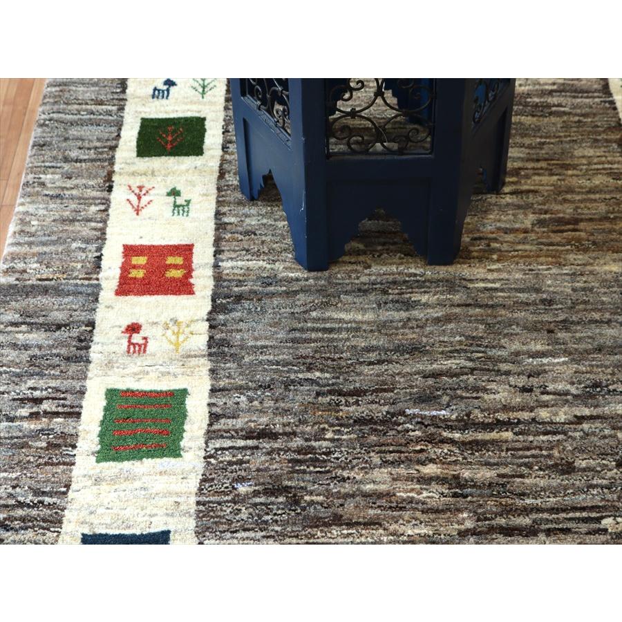 ギャッベ イランの手織りラグ 181x121cm グレー タイル枠のデザイン | ブランド登録なし | 05