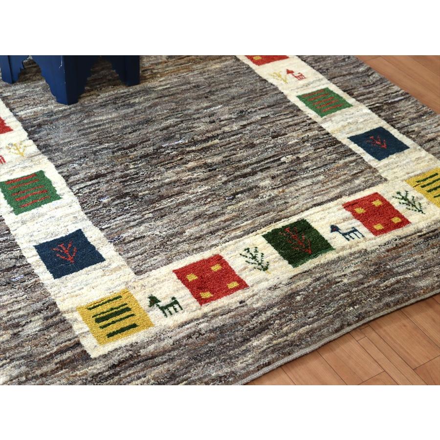 ギャッベ イランの手織りラグ 181x121cm グレー タイル枠のデザイン | ブランド登録なし | 06
