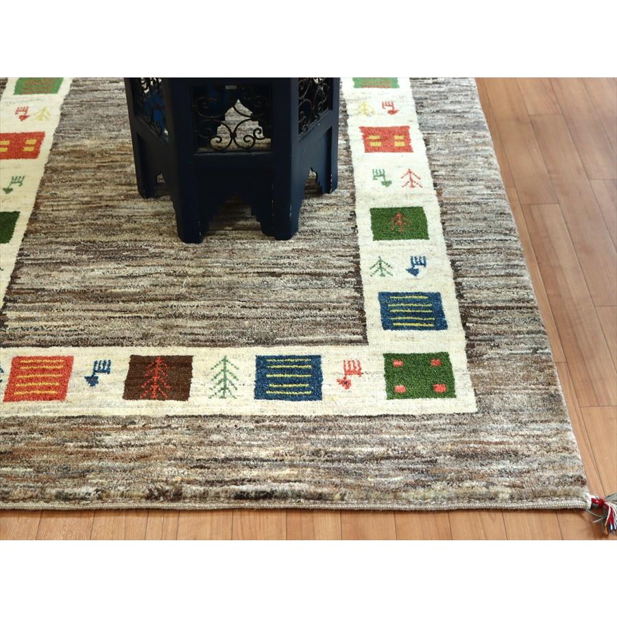 ギャッベ イランの手織りラグ 181x121cm グレー タイル枠のデザイン | ブランド登録なし | 07