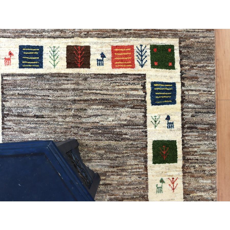 ギャッベ イランの手織りラグ 181x121cm グレー タイル枠のデザイン | ブランド登録なし | 08