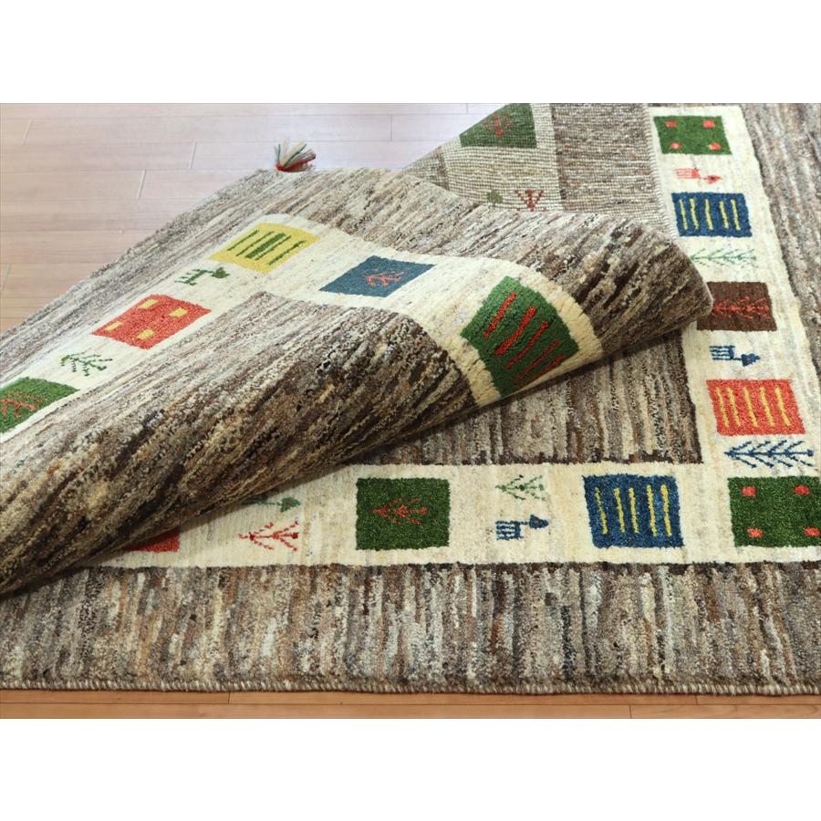 ギャッベ イランの手織りラグ 181x121cm グレー タイル枠のデザイン | ブランド登録なし | 09