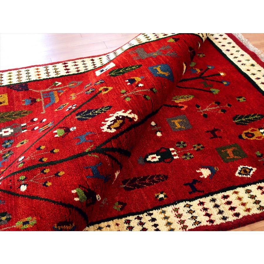 ギャッベ イランの手織りラグ 192x149cm レッド 生命の樹と様々なモチーフ | ブランド登録なし | 10