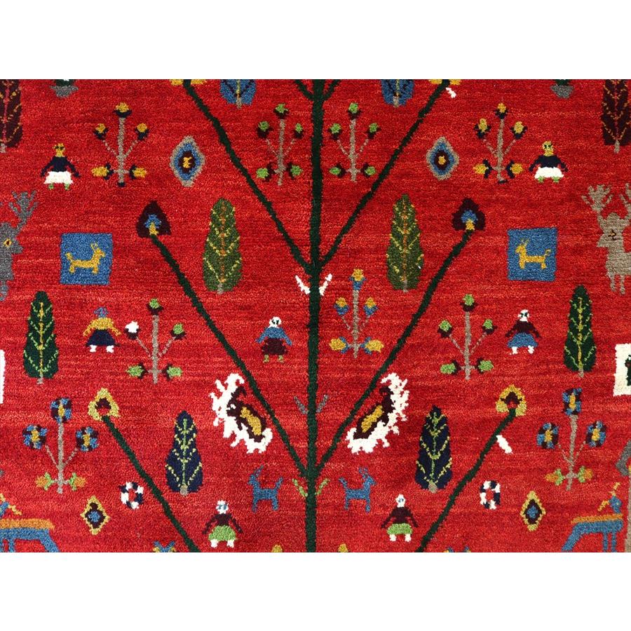 ギャッベ イランの手織りラグ 192x149cm レッド 生命の樹と様々なモチーフ | ブランド登録なし | 08