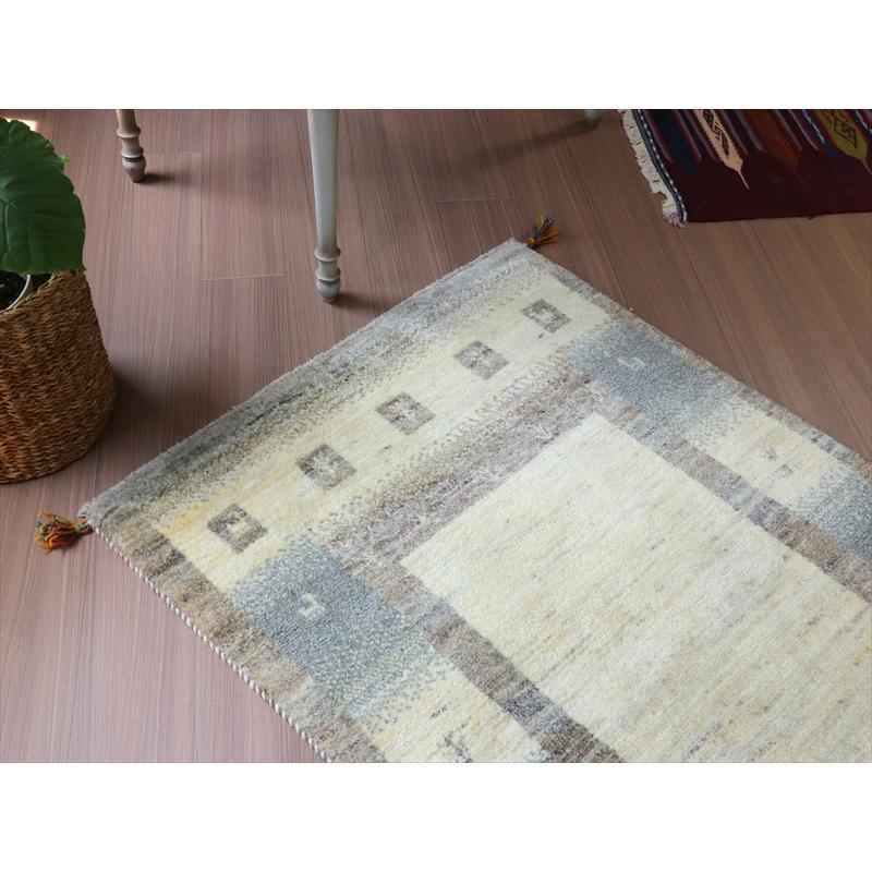 カシュカイ族の手織りラグ ギャッベ  142x94cm アイボリー&グレー | ブランド登録なし | 04