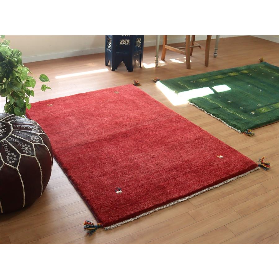 ギャッベ カシュカイ族の手織りラグ  142x102cm レッド シンプルモチーフ | ブランド登録なし | 01