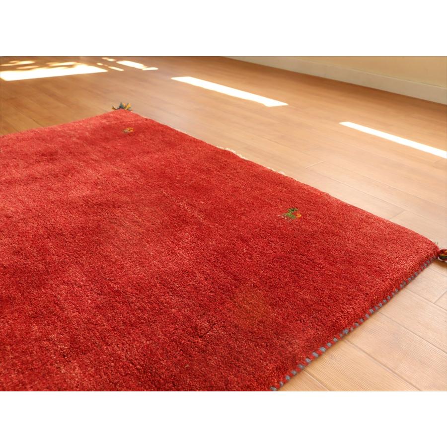 ギャッベ カシュカイ族の手織りラグ  142x102cm レッド シンプルモチーフ | ブランド登録なし | 02