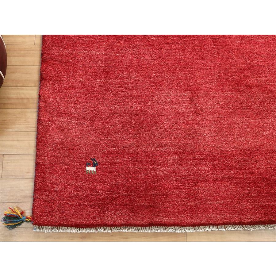 ギャッベ カシュカイ族の手織りラグ  142x102cm レッド シンプルモチーフ | ブランド登録なし | 07