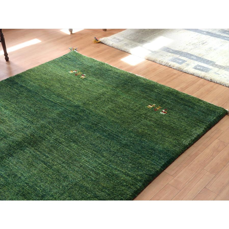 イランの手織りラグ ギャッベ 201x145cm グリーン シンプルモチーフ | ブランド登録なし | 02