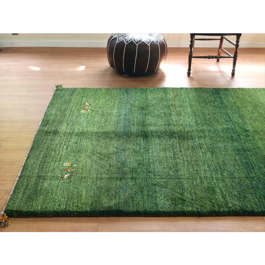 イランの手織りラグ ギャッベ 201x145cm グリーン シンプルモチーフ | ブランド登録なし | 03