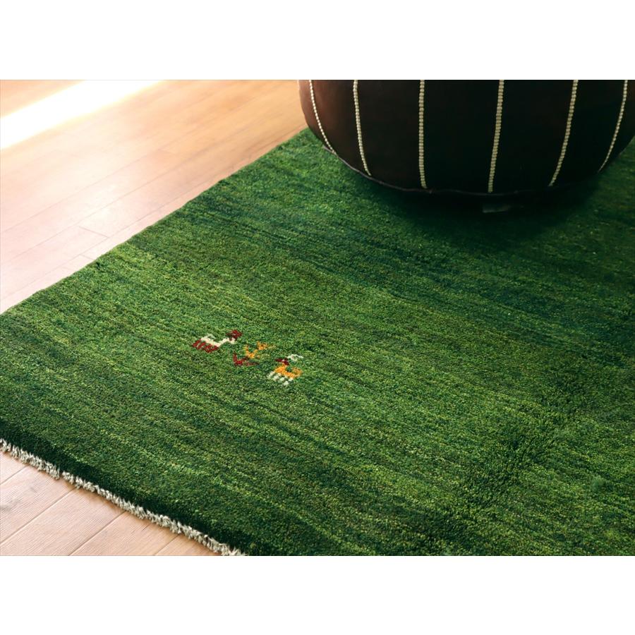 イランの手織りラグ ギャッベ 201x145cm グリーン シンプルモチーフ | ブランド登録なし | 04