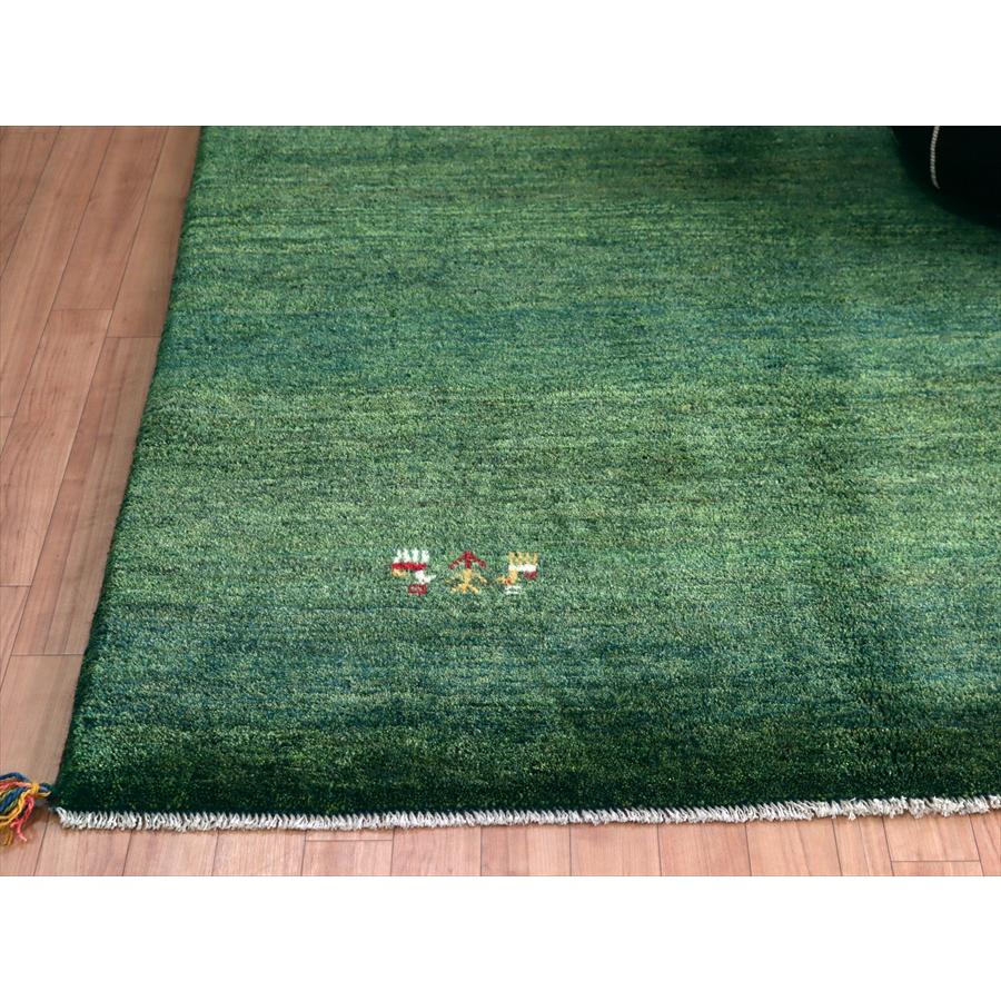 イランの手織りラグ ギャッベ 201x145cm グリーン シンプルモチーフ | ブランド登録なし | 06