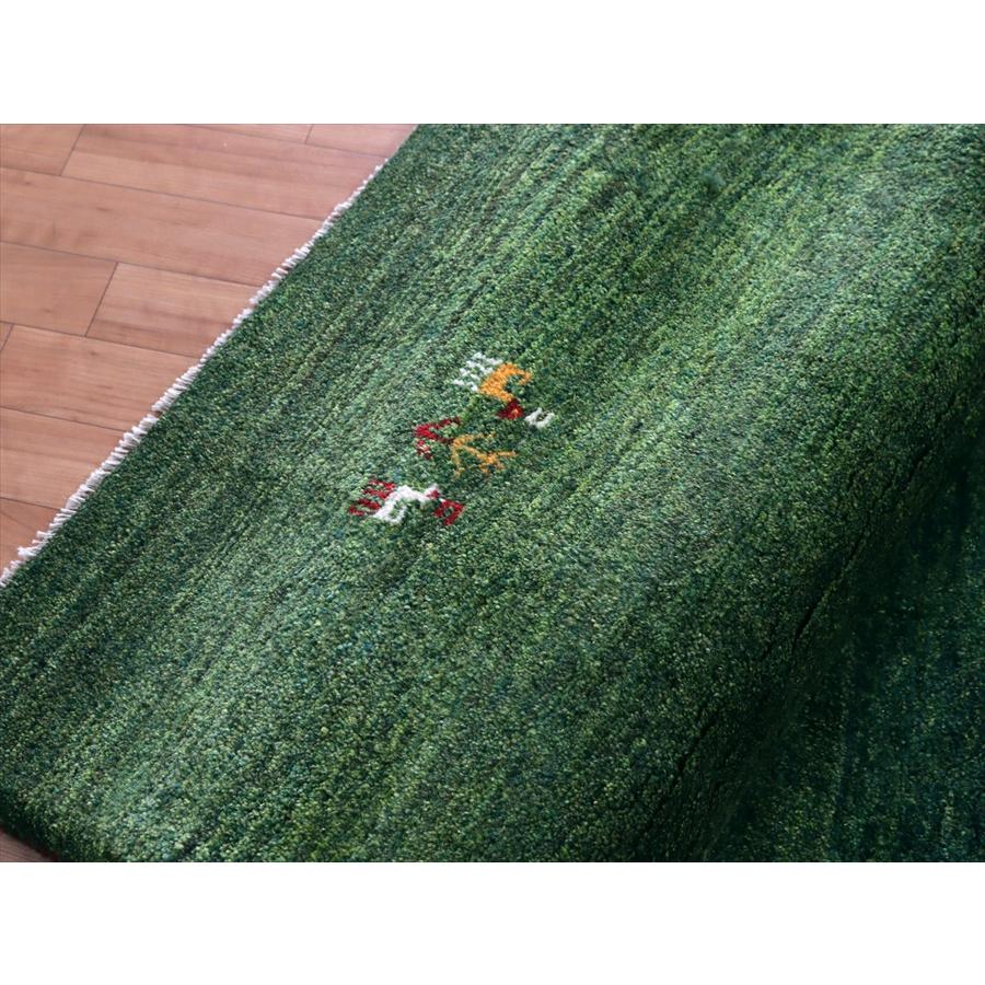 イランの手織りラグ ギャッベ 201x145cm グリーン シンプルモチーフ | ブランド登録なし | 08
