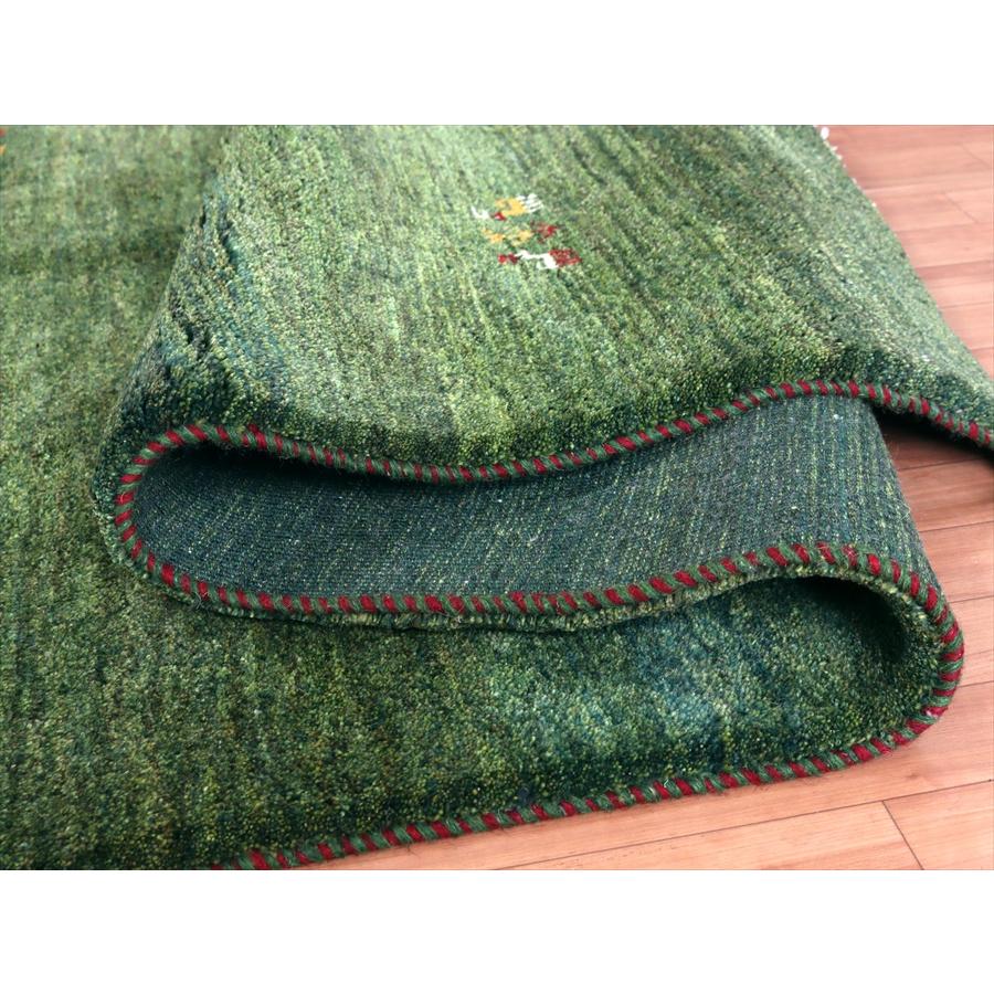 イランの手織りラグ ギャッベ 201x145cm グリーン シンプルモチーフ | ブランド登録なし | 09