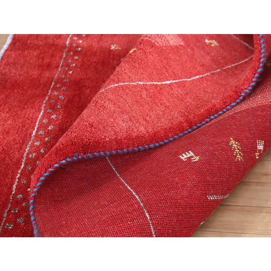 カシュカイ族の手織りラグ ギャッベ 226x165cm レッド 白タイル | ブランド登録なし | 10