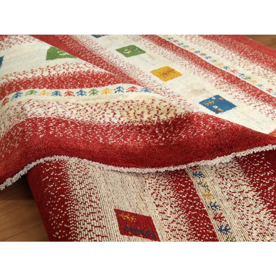 ギャッベ カシュカイ族の手織りラグ 189x154cm レッド&アイボリー | ブランド登録なし | 10