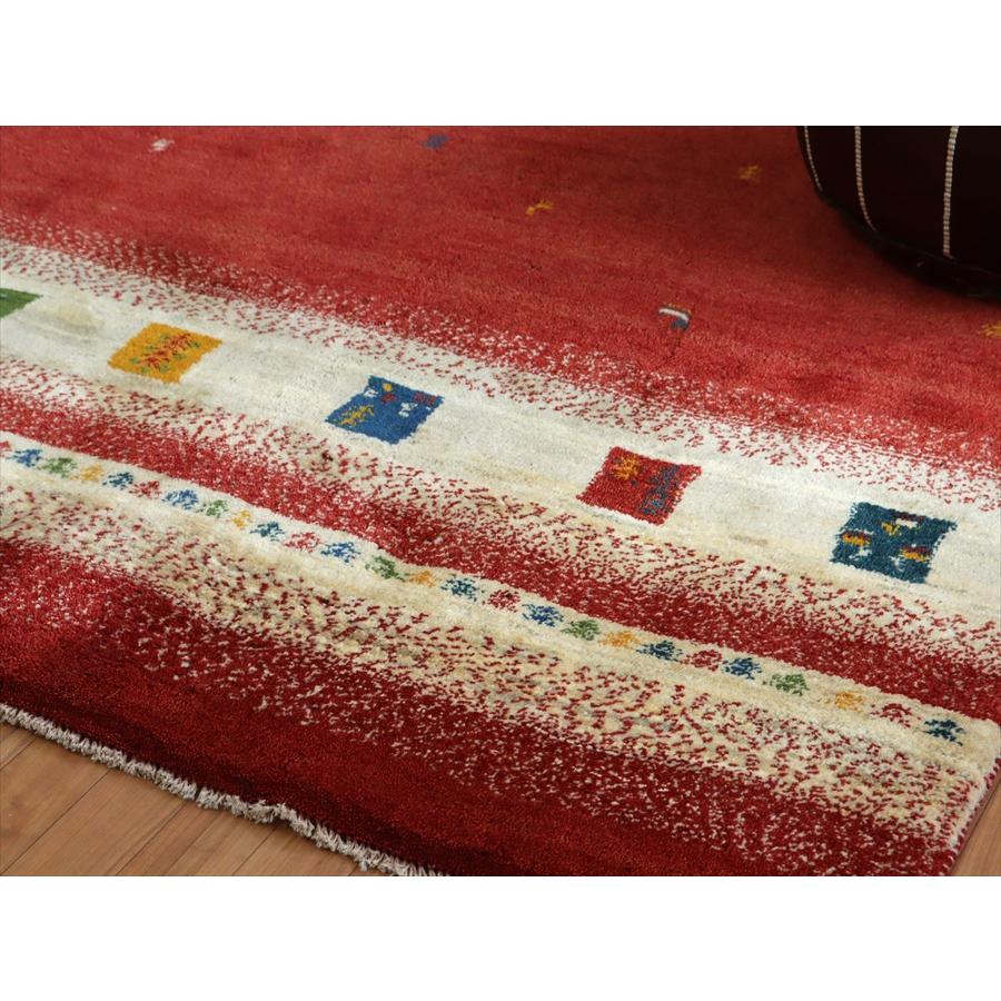ギャッベ カシュカイ族の手織りラグ 189x154cm レッド&アイボリー | ブランド登録なし | 07