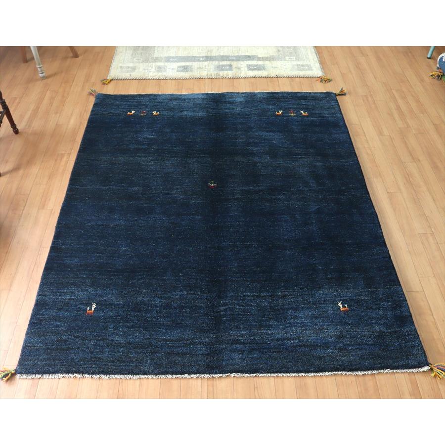 ギャッベ イランの手織りラグ 193x156cm ブルーグラデーション シンプルデザイン | ブランド登録なし