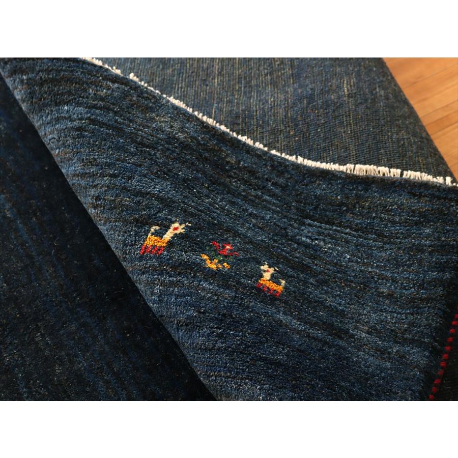 ギャッベ イランの手織りラグ 193x156cm ブルーグラデーション シンプルデザイン | ブランド登録なし | 09