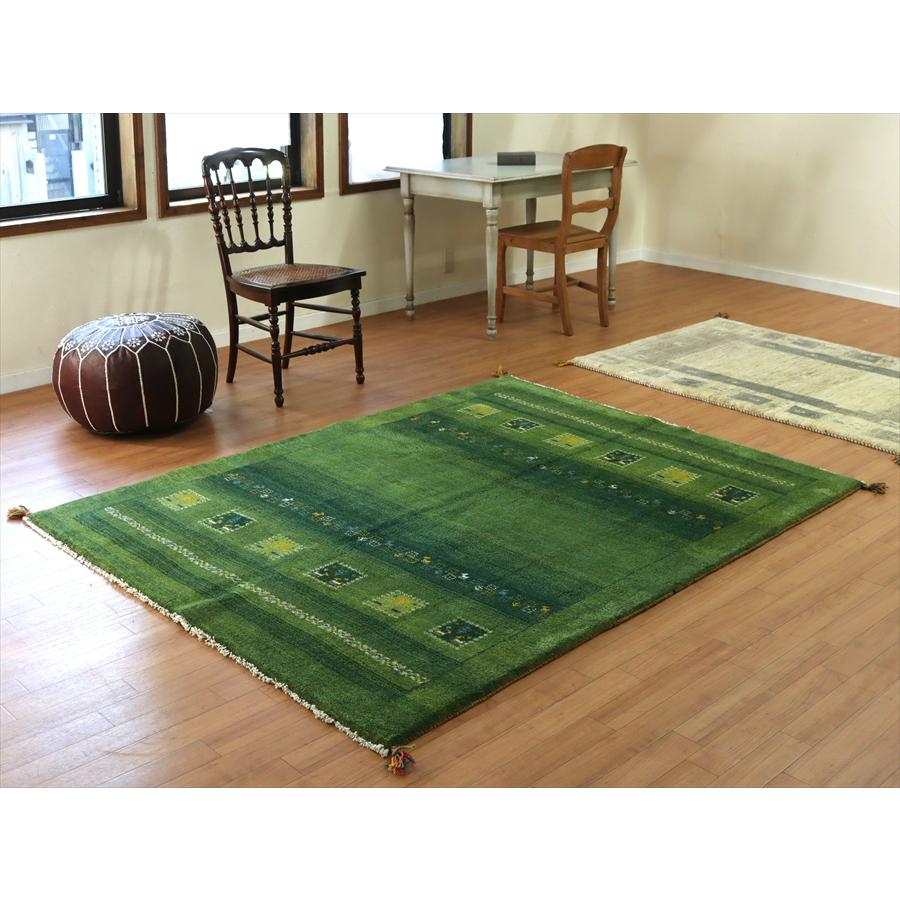 イランの手織りラグ ギャッベ 195x148cm グリーングラデーション | ブランド登録なし | 01