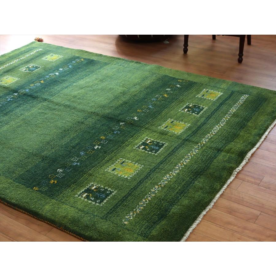 イランの手織りラグ ギャッベ 195x148cm グリーングラデーション | ブランド登録なし | 02