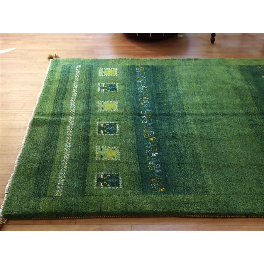 イランの手織りラグ ギャッベ 195x148cm グリーングラデーション | ブランド登録なし | 03