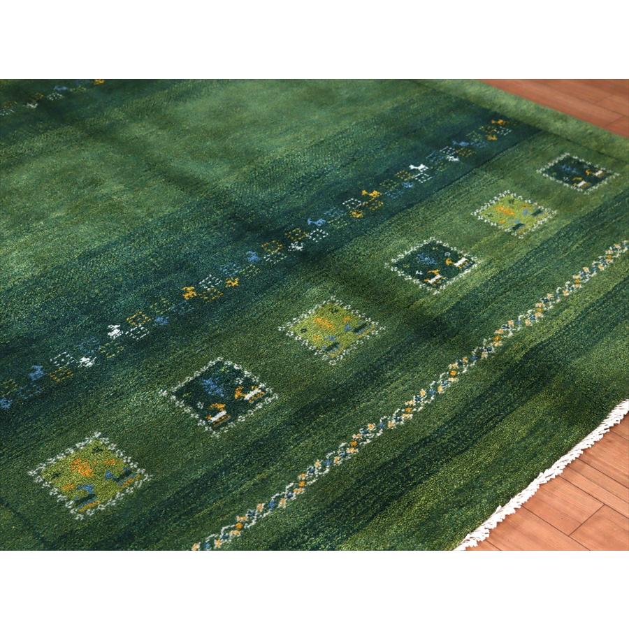 イランの手織りラグ ギャッベ 195x148cm グリーングラデーション | ブランド登録なし | 05