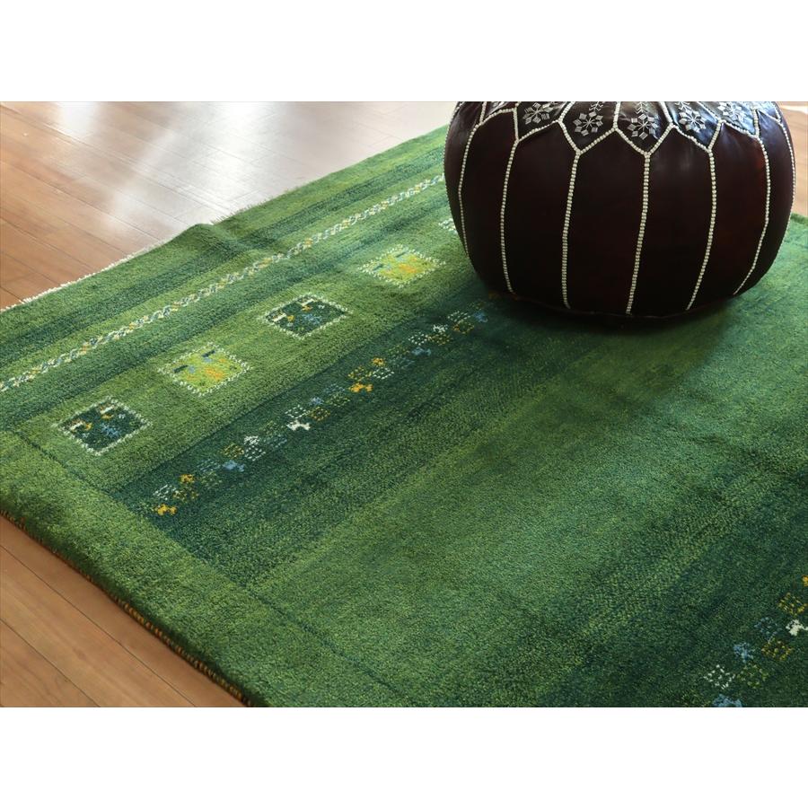 イランの手織りラグ ギャッベ 195x148cm グリーングラデーション | ブランド登録なし | 06
