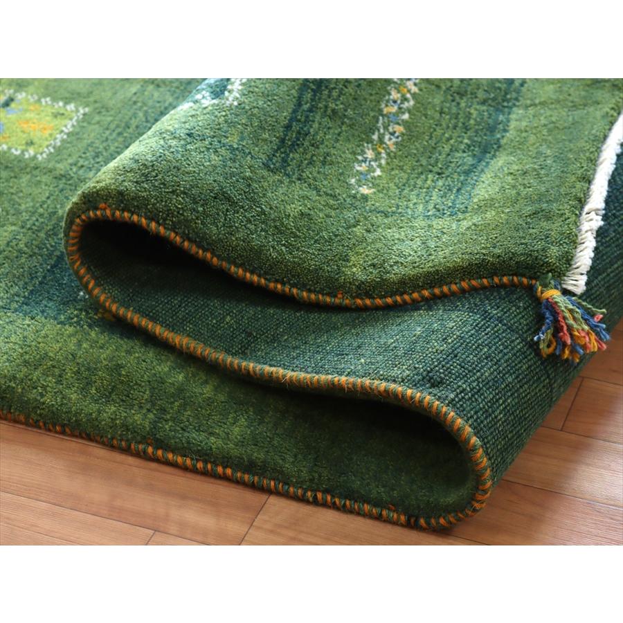 イランの手織りラグ ギャッベ 195x148cm グリーングラデーション | ブランド登録なし | 08