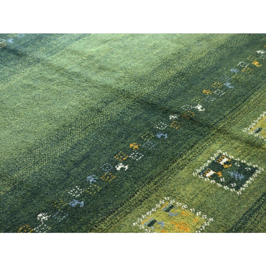イランの手織りラグ ギャッベ 195x148cm グリーングラデーション | ブランド登録なし | 09