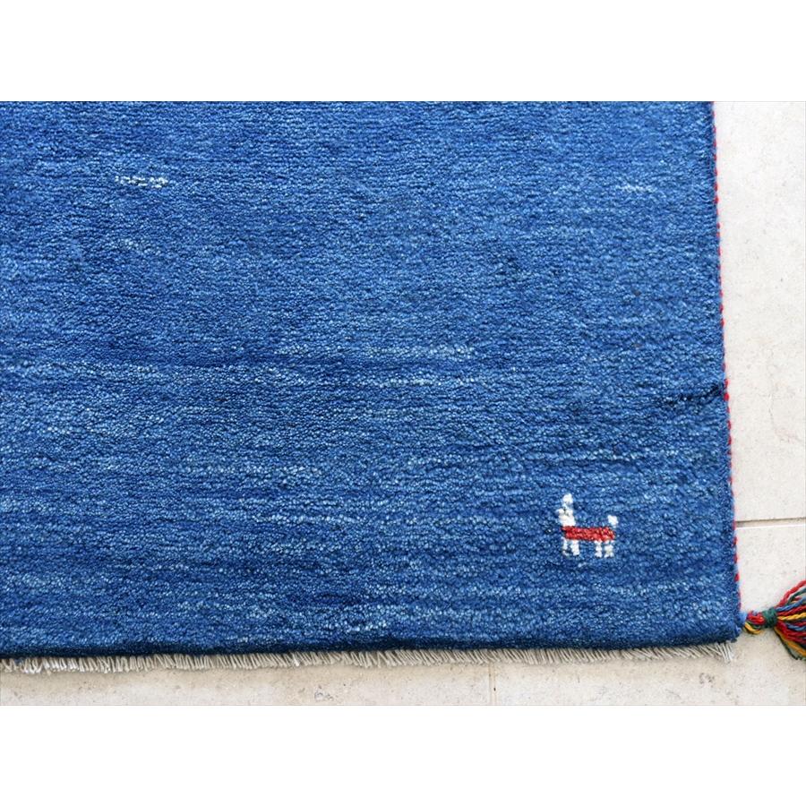 ギャッベ イランの手織りラグ 126x79cm ブルー シンプルモチーフ | ブランド登録なし | 02