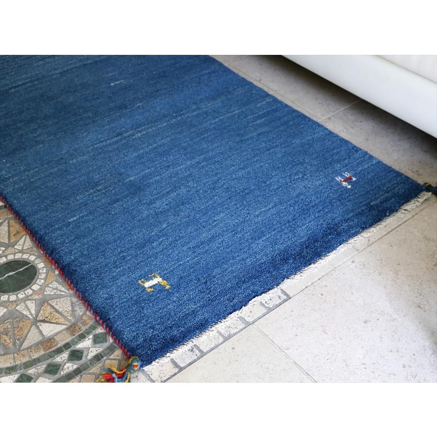ギャッベ イランの手織りラグ 126x79cm ブルー シンプルモチーフ | ブランド登録なし | 03
