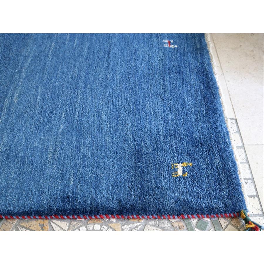 ギャッベ イランの手織りラグ 126x79cm ブルー シンプルモチーフ | ブランド登録なし | 04