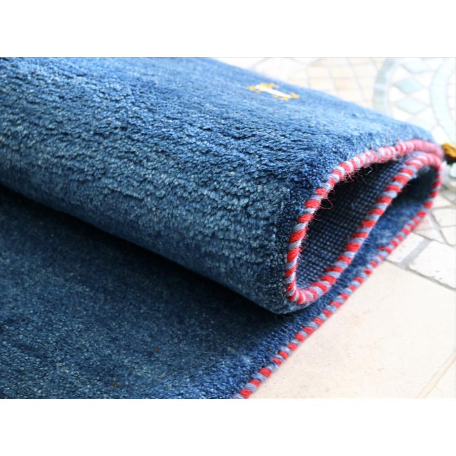 ギャッベ イランの手織りラグ 126x79cm ブルー シンプルモチーフ | ブランド登録なし | 05