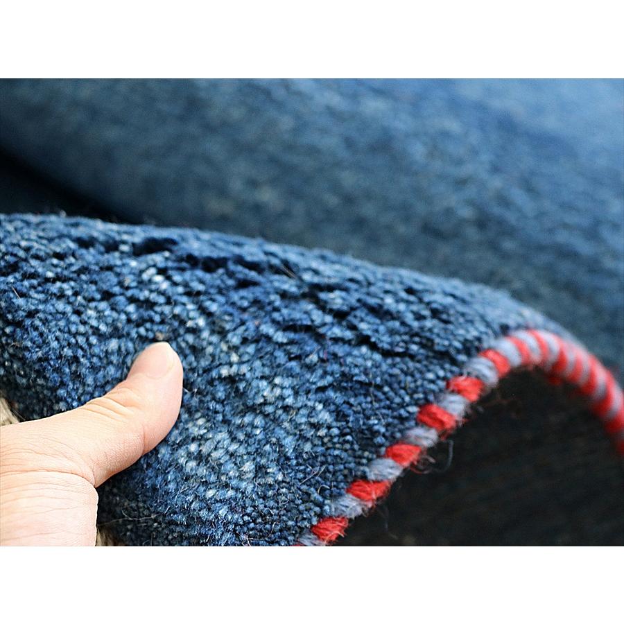 ギャッベ イランの手織りラグ 126x79cm ブルー シンプルモチーフ | ブランド登録なし | 06