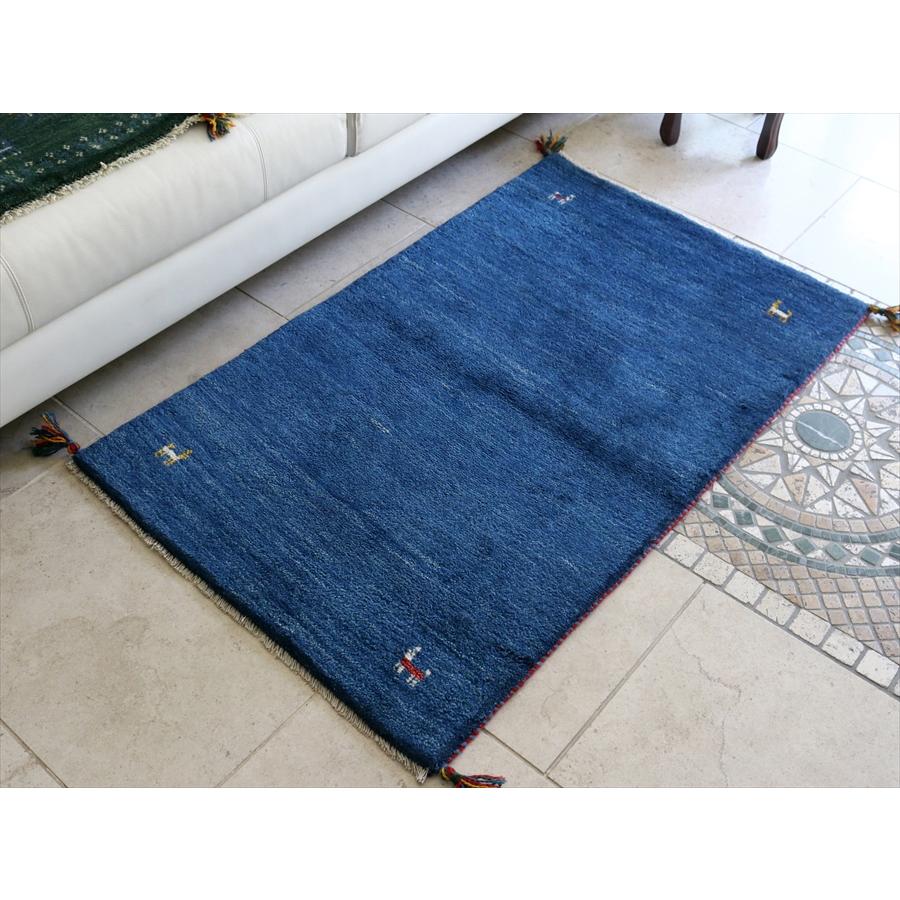 ギャッベ イランの手織りラグ 126x79cm ブルー シンプルモチーフ | ブランド登録なし | 07